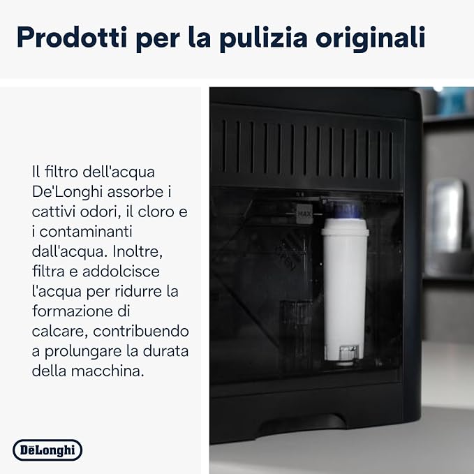 De'Longhi DLSC002 Filtro Addolcitore per Macchine da Caffè Automatiche – Filtro di Ricambio per Serie ECAM – Facile da Installare nel Serbatoio dell’Acqua