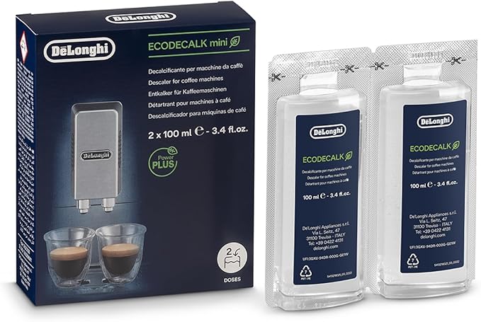 De'Longhi EcoDecalk DLSC200 Mini Decalcificante – 2 Dosi per la Manutenzione della Macchina da Caffè – Formula con Ingredienti di Origine Vegetale.