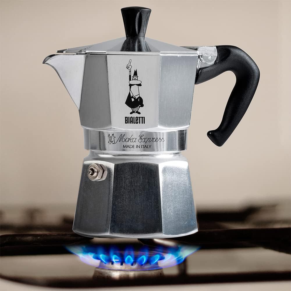 Bialetti Moka Express Stovetop Espresso Maker 2 Cups 90 ml – Aluminium Coffee Pot with Heat-Resistant Handle, Not Compatible with Induction Cooktops, Energy Class A+