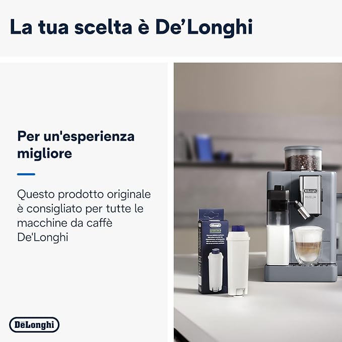 De'Longhi DLSC002 Filtro Addolcitore per Macchine da Caffè Automatiche – Filtro di Ricambio per Serie ECAM – Facile da Installare nel Serbatoio dell’Acqua