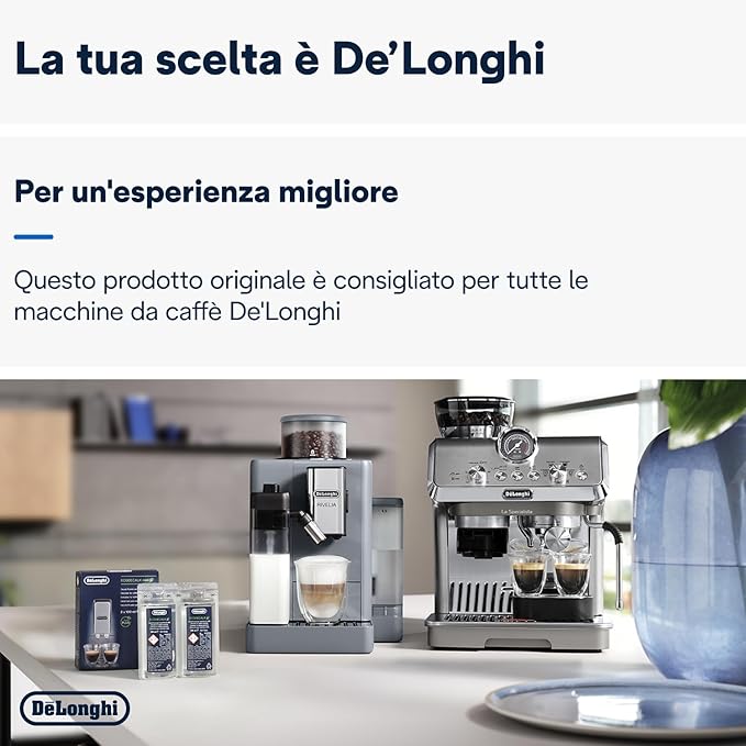 De'Longhi EcoDecalk DLSC200 Mini Decalcificante – 2 Dosi per la Manutenzione della Macchina da Caffè – Formula con Ingredienti di Origine Vegetale.