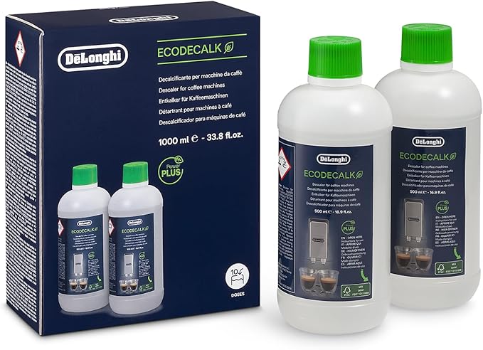 De'Longhi EcoDecalk DLSC502 Soluzione Decalcificante per Macchine da Caffè e Macchine da Caffè Automatiche, Soluzione Universale per 10 Cicli di Decalcificazione, 2 x 500 ml