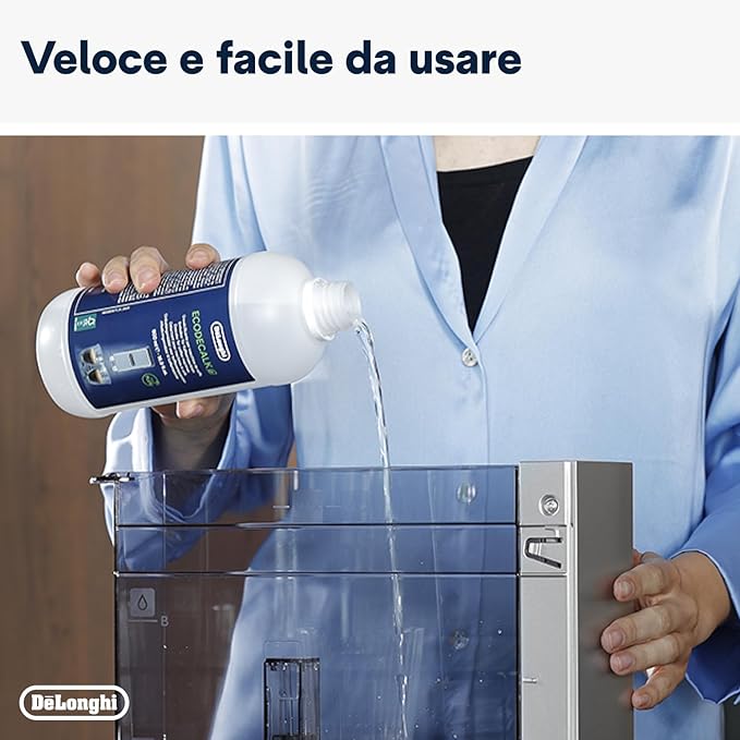 De'Longhi EcoDecalk DLSC500 Coffee Machine Descaler – 500 ml Bottle (5 Doses) – Plant-Based Formula for Effective Machine Maintenance