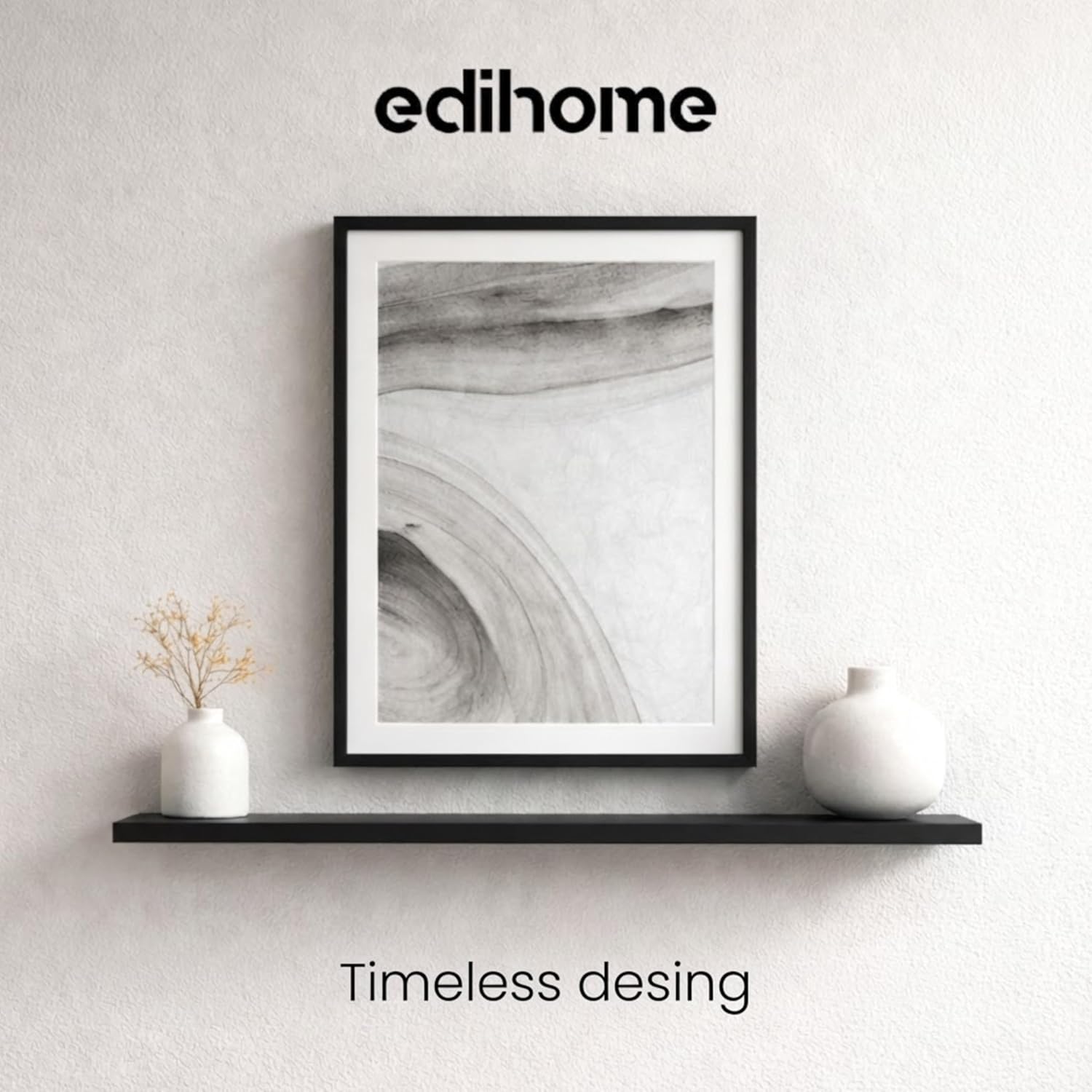edihome Cornice A3 in Legno e Acrilico Laminato, 1 unità, 19,7 x 42 cm – Perfetta per Foto, Poster, Diplomi o Quadri da Parete, Nero