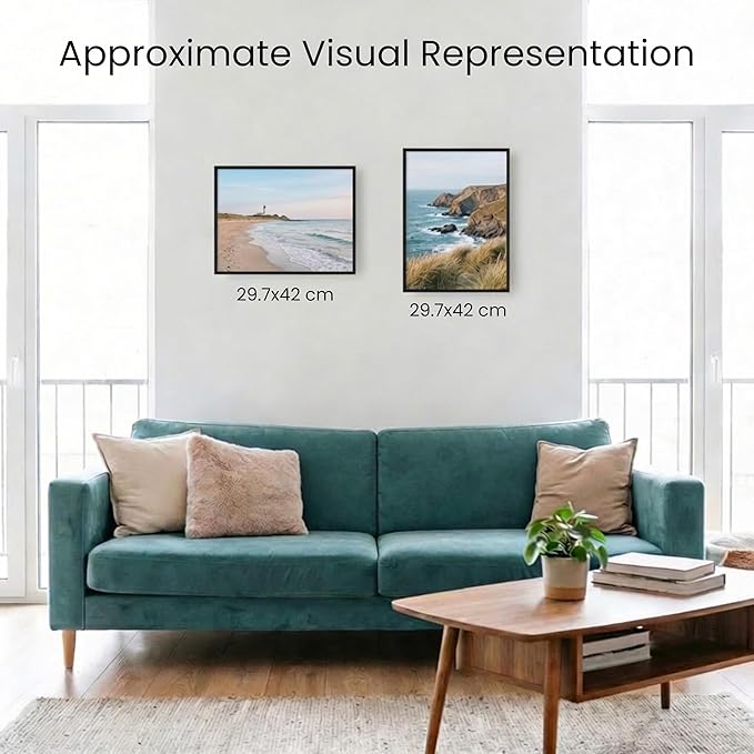 edihome Cornice A3 in Legno e Acrilico Laminato, 1 unità, 19,7 x 42 cm – Perfetta per Foto, Poster, Diplomi o Quadri da Parete, Nero